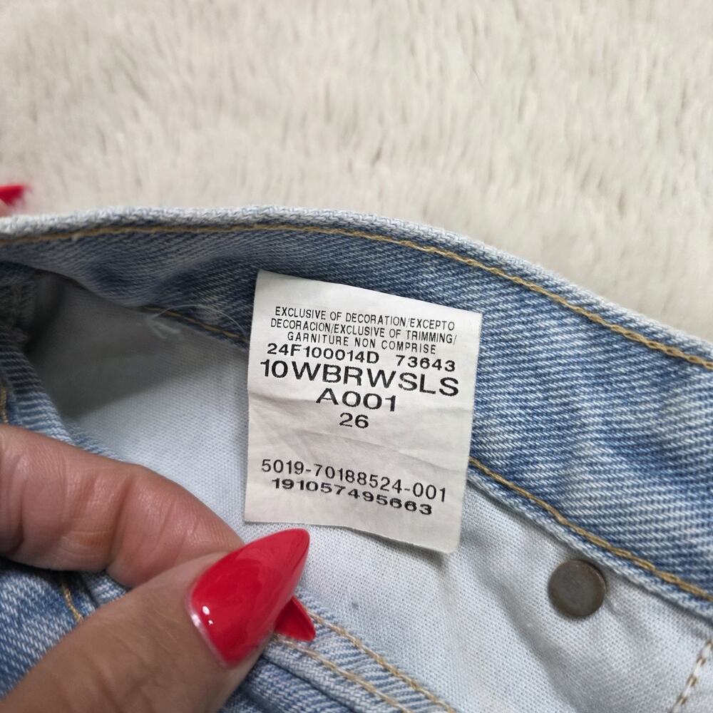 Wrangler Reworked Cutoff Jean Shorts High Waisted Fray Hem Festival Boho Size 26 - Picture 6 of 7